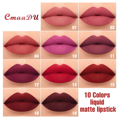 10Pcs Liquid Matte Matt Lipstick Set