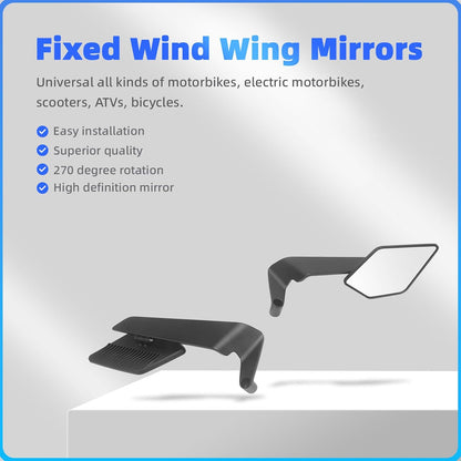 Universal Motorcycle Adjustable Rear View Mirrors Set for Dirtbike,E-bike ATV, Cruiser, Suzuki,Yamaha