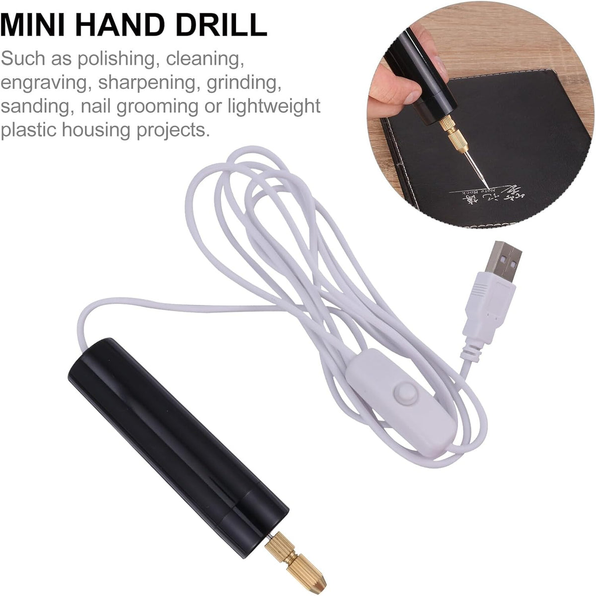 0.7-1.2Mm Micro-Electric Hand Drill Set for Resin,Electric Drill for Jewelry Making Electrical Pin Vise Kit