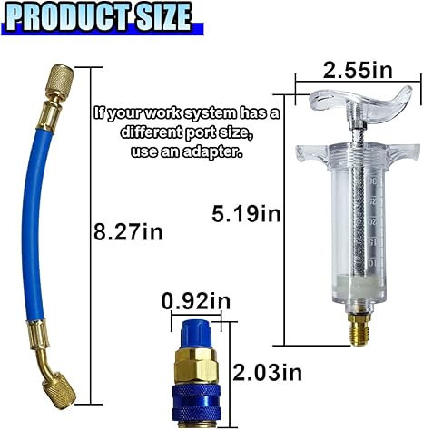 Hand Push Compressor Manual AC Oil Dye Injector with Quick Coupler