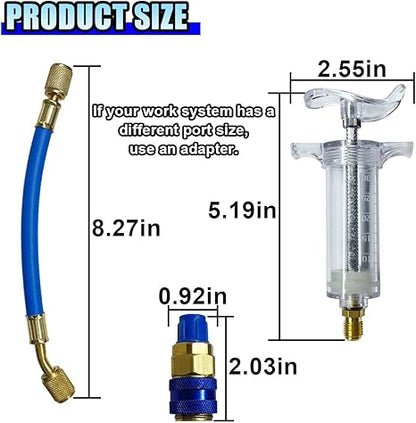 Hand Push Compressor Manual AC Oil Dye Injector with Quick Coupler