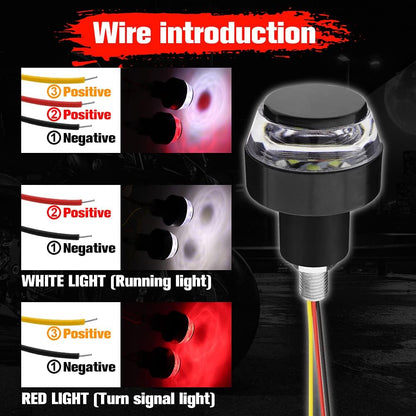 2 PCS Motorcycle Handle Bar End Light Dual Color Turn Signal Light