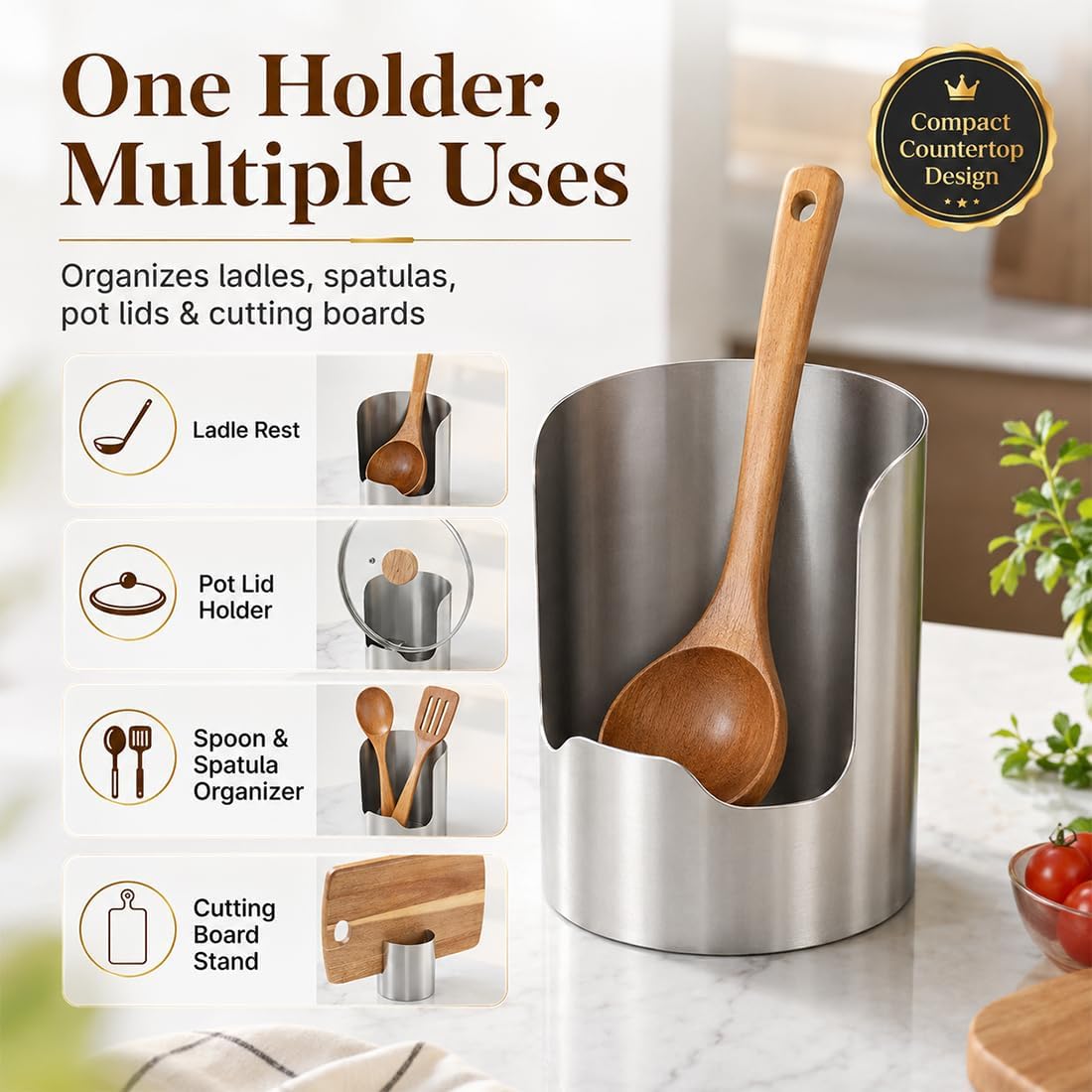 2 PCS Stainless Steel Multi-functional Kitchen Utensil Holder