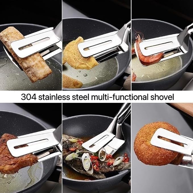 2pcs Anti-Scald Extended Handle Spatula Tongs Multifunctional Stainless Steel