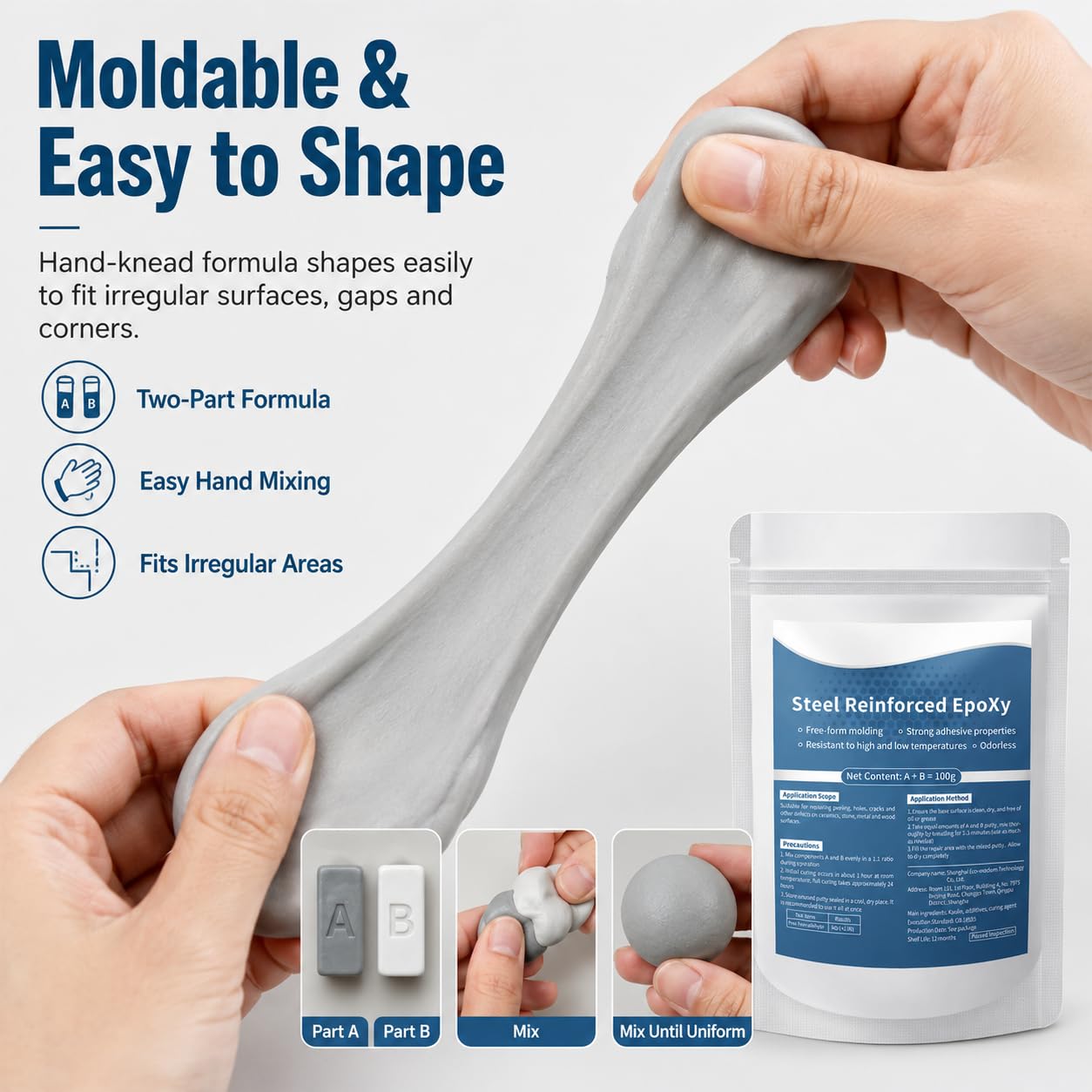 High-Strength Multi-Purpose Repair Clay Steel Reinforced Epoxy Putty