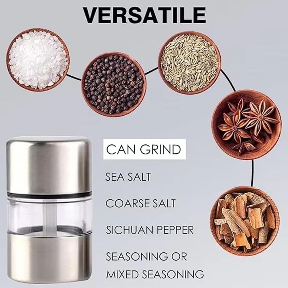 Stainless Steel Sea Salt and Pepper Mill with Push Button