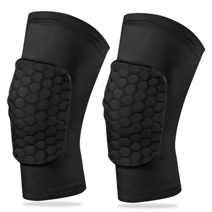 A Pair Knee Pads with Honeycomb Padding Brace Soft Compression Sleeve and Non-Slip