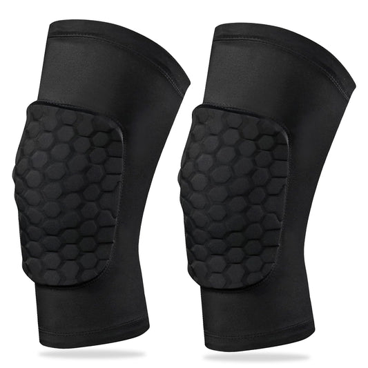 A Pair Knee Pads with Honeycomb Padding Brace Soft Compression Sleeve and Non-Slip