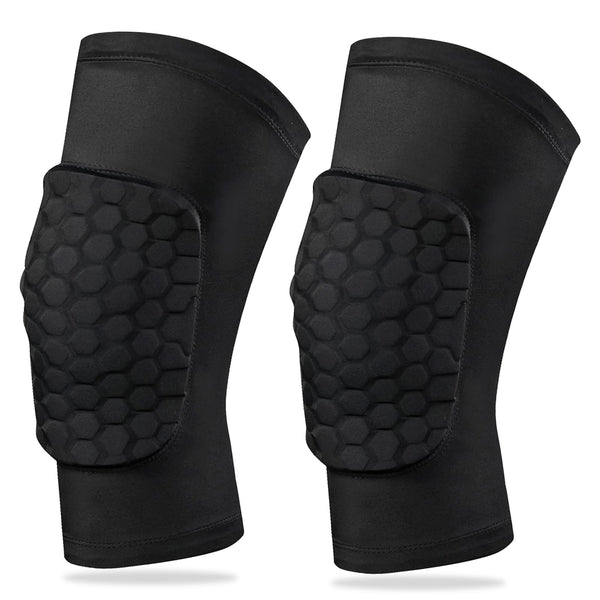 A Pair Knee Pads with Honeycomb Padding Brace Soft Compression Sleeve and Non-Slip