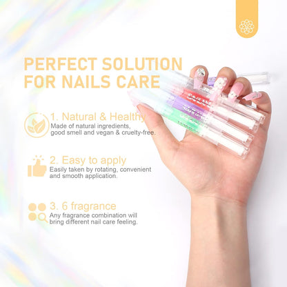 6PCS Natural Revitalizing Cuticle Oil for Nails with Vitamin E