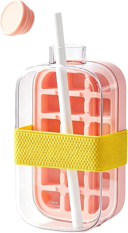 2 in 1 Portable Ice Cube Bottle with Straw