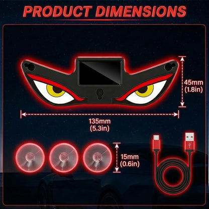 Wireless No Drill Solar and USB Powered Devil Eyes Warning Lights for Cars Windshield Rear Window
