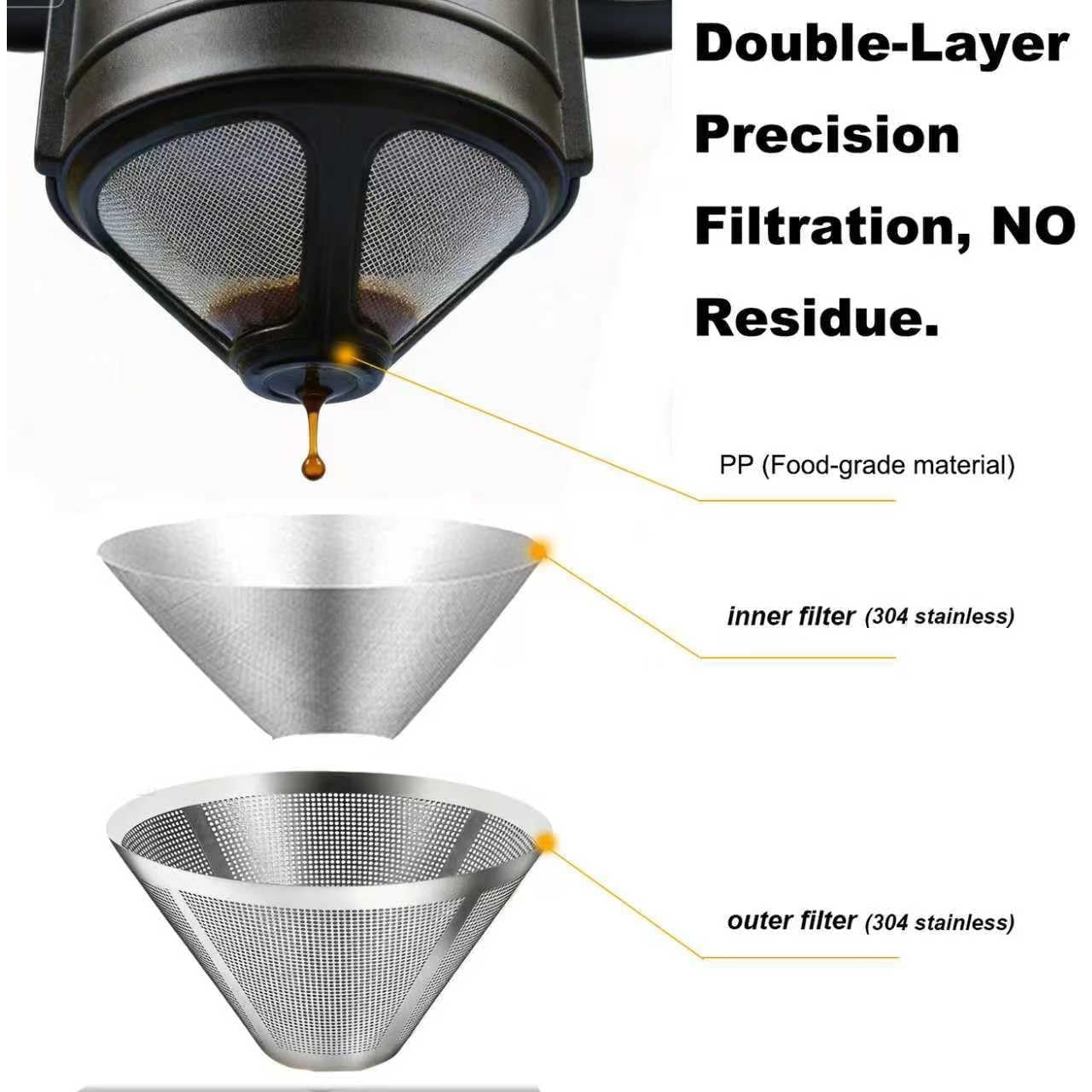 Pour Over Coffee Maker - Portable Stainless Steel Reusable Coffee Filter
