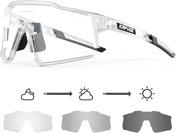 Photochromic Cycling Glasses, MTB Transparent Mountain Bike Sunglasses