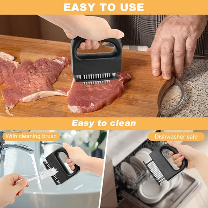 Stainless Steel Meat Tenderizer with 48 Ultra Sharp Needle Blades