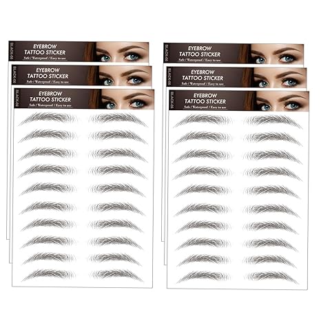 6 Sheets 54 Pairs 4D Hair-Like Waterproof Eyebrow Tattoos