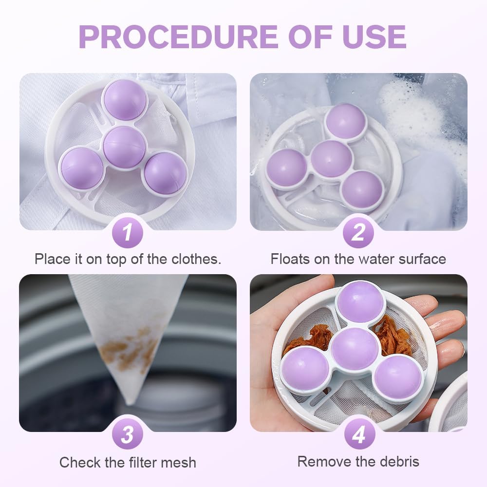 3 Pack Reusable Floating Hair Filtering Scraps Mesh Remover