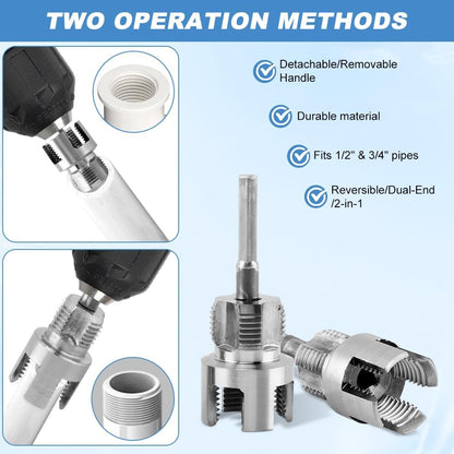 2 Pack Integrated Internal & External Pipe Threading Tool
