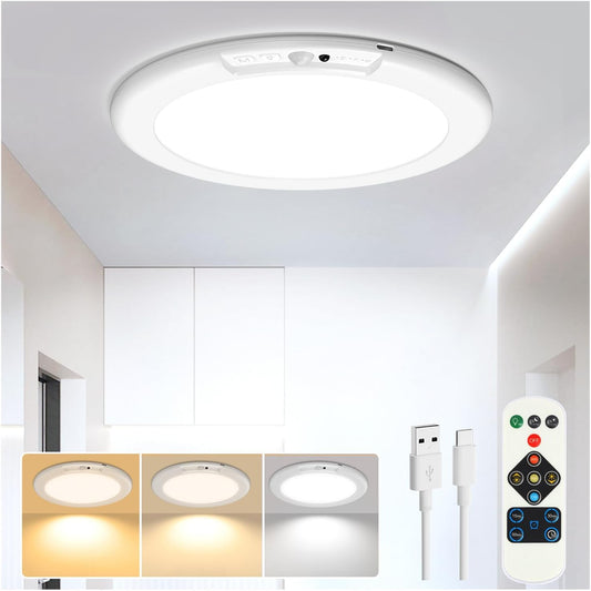 Rechargeable Motion Sensor Ceiling Light, Wireless Ceiling Lights Battery Operated Closet Light with Remote