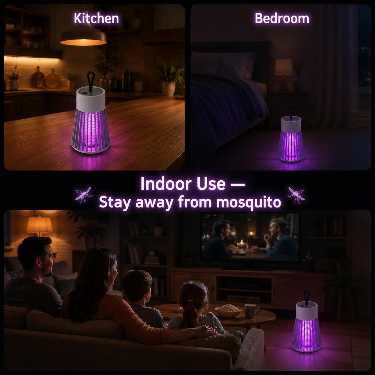Portable USB Recharge Fly Zapper Mosquito Killer for Bedroom Patio Camping Home