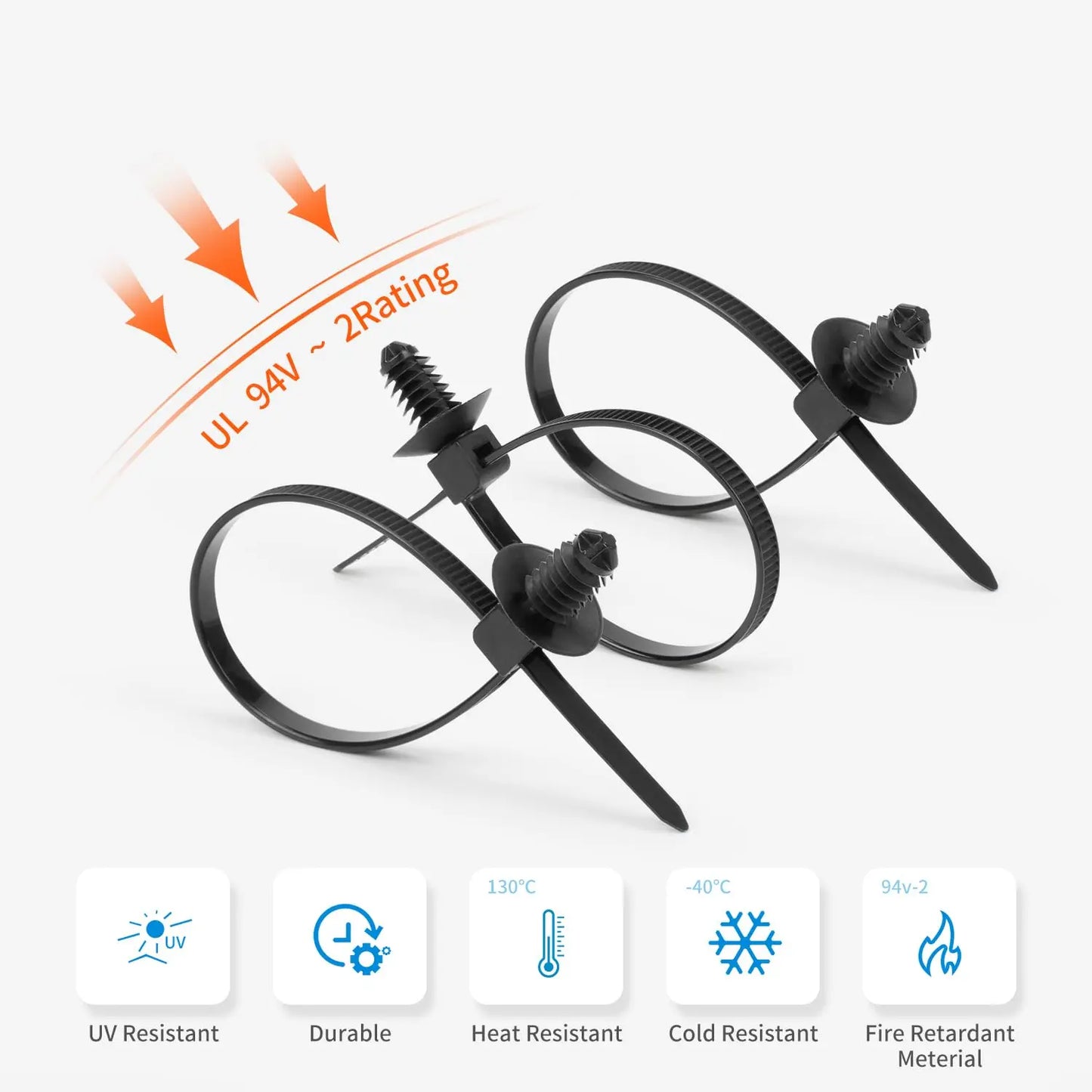160Pcs Nylon Universal Cable Tie Buckle Zip Tie Clips