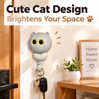 4 Pcs No-drilling Winking Cat Strong Adhesive Hook