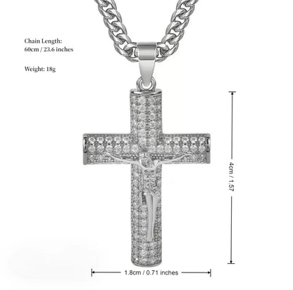 Gold-plated Cuban Figaro Chain with Jesus Christ Crucifix