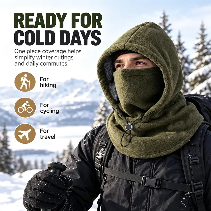 Unisex Cold Weather Fleece Balaclava Hat - Thick Fleece Linings
