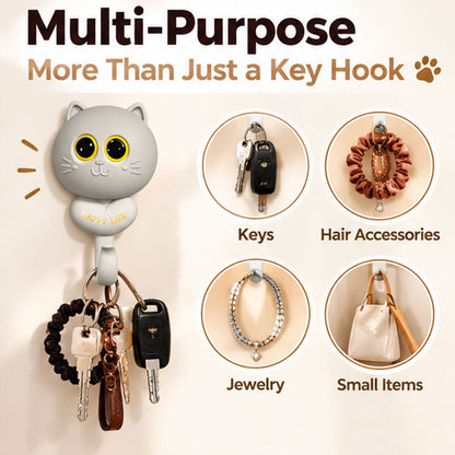 4 Pcs No-drilling Winking Cat Strong Adhesive Hook
