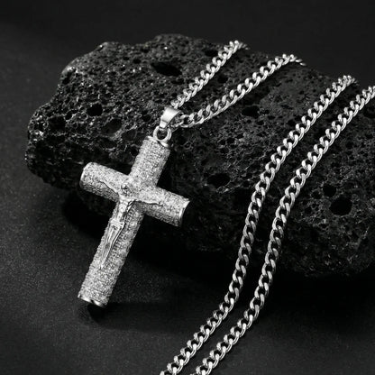 Gold-plated Cuban Figaro Chain with Jesus Christ Crucifix