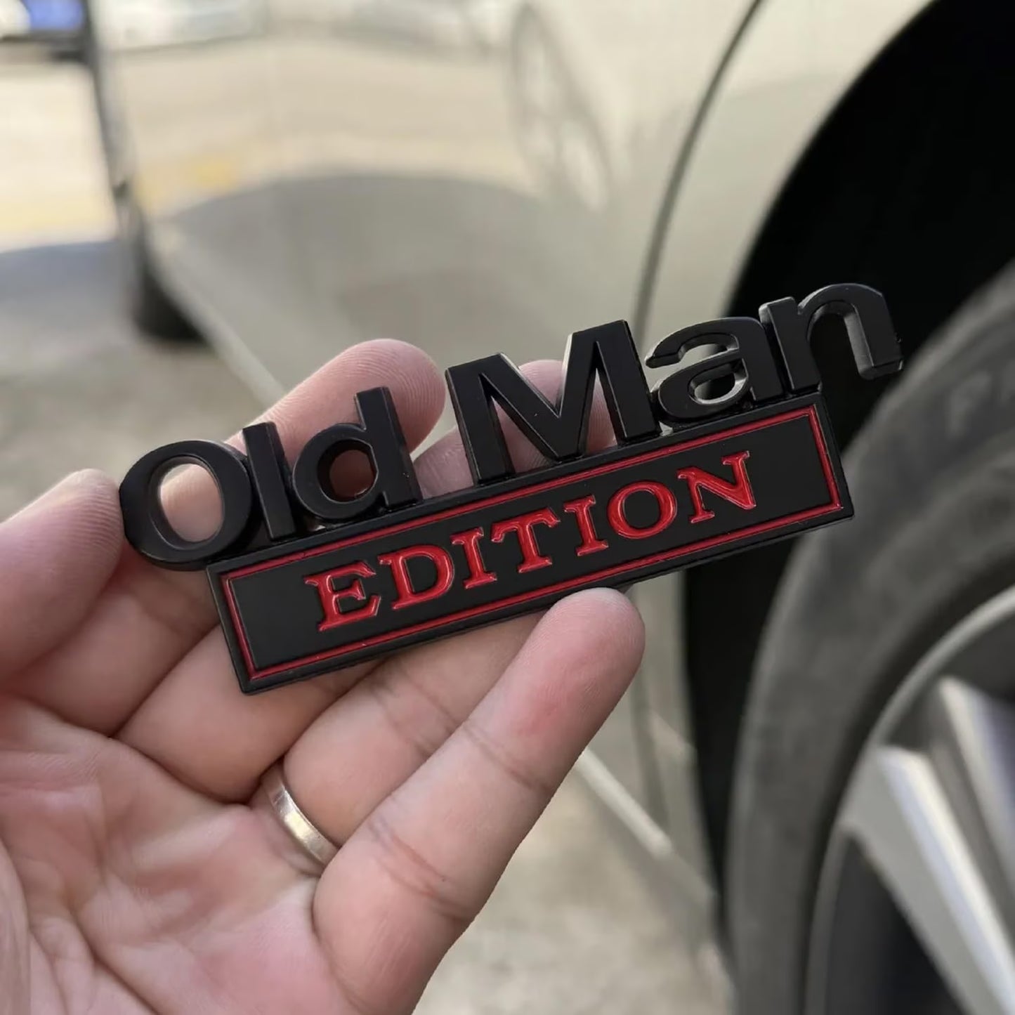 2PCS Old Man Edition Car Emblem 3D Metal Sticker Badge