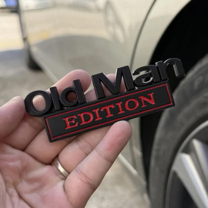 2PCS Old Man Edition Car Emblem 3D Metal Sticker Badge