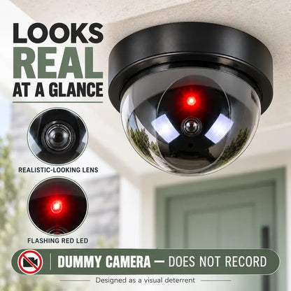 Large Dome Dummy Security Camera with Flashing Red LED