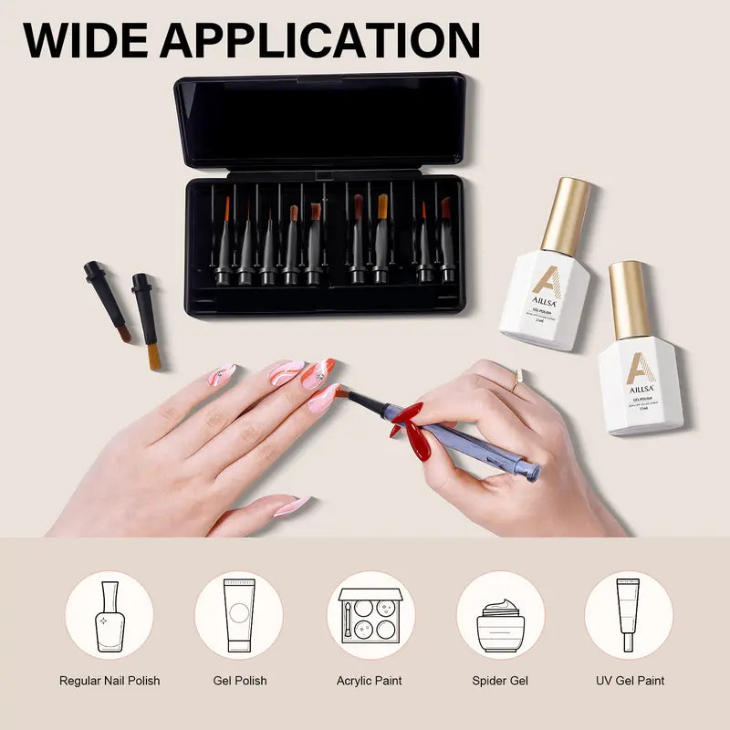 12-Piece Replaceable Tip Nail Art Brush Set