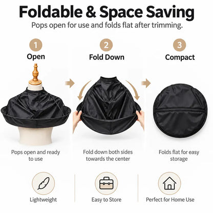 Wearable Barber Hair Cutting Cape, Foldable Hair Catching Pocket Design Haircut Cloak
