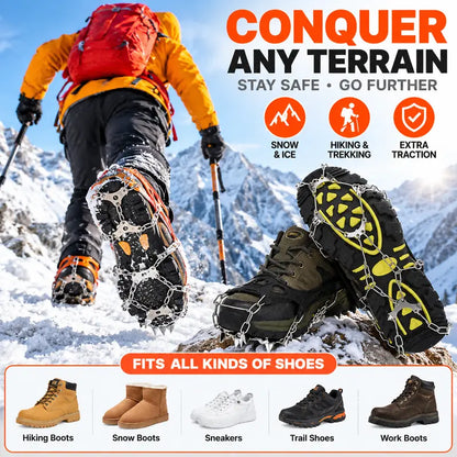 Ice Cleats for Shoes & Boots, 8-Spike Stainless Steel Traction Cleats