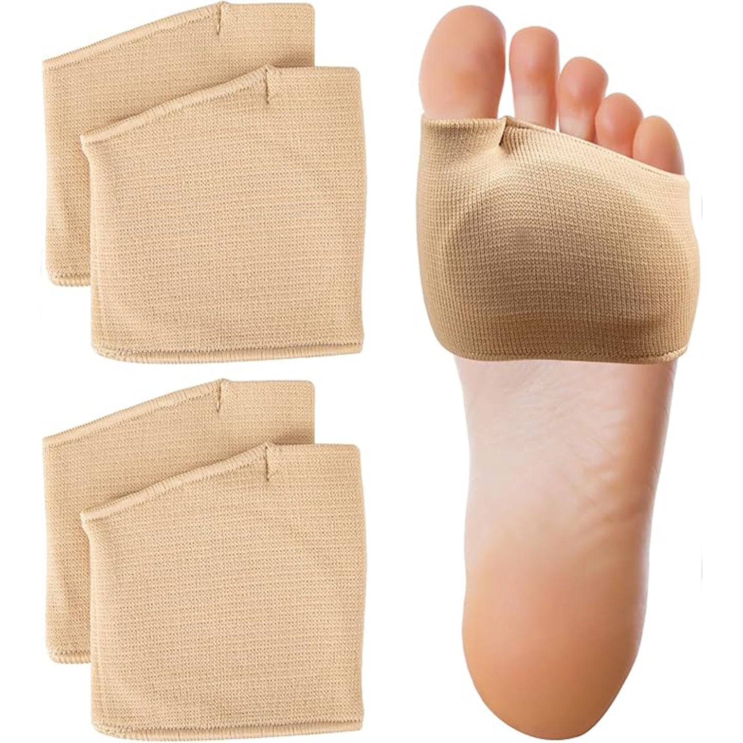 2 Pairs Unisex Metatarsal Pads Breathable Fabric & Gel with Thickened Design for Shock Absorption & Friction Reduction