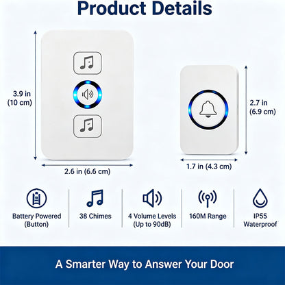 Wireless Doorbell for Home 1 Receiver 1 Button