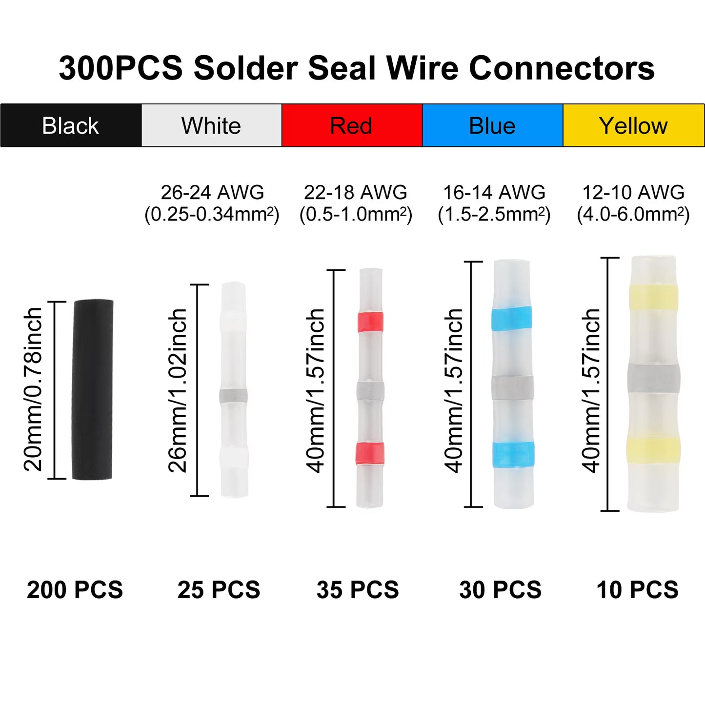 300PCS Heat Shrink Solder Seal Wire Connectors Kit
