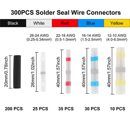 300PCS Heat Shrink Solder Seal Wire Connectors Kit