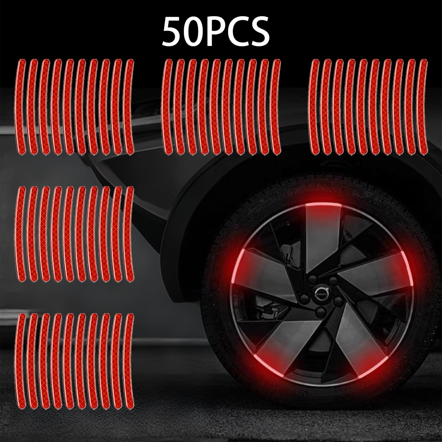 50PCS Fluorescent Reflective Exterior Accessories Decorative Decals Tape