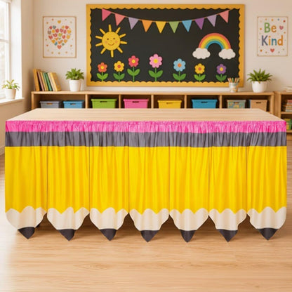 Pencil Table Skirt Cloths for Classroom,Teacher Desk Skirt