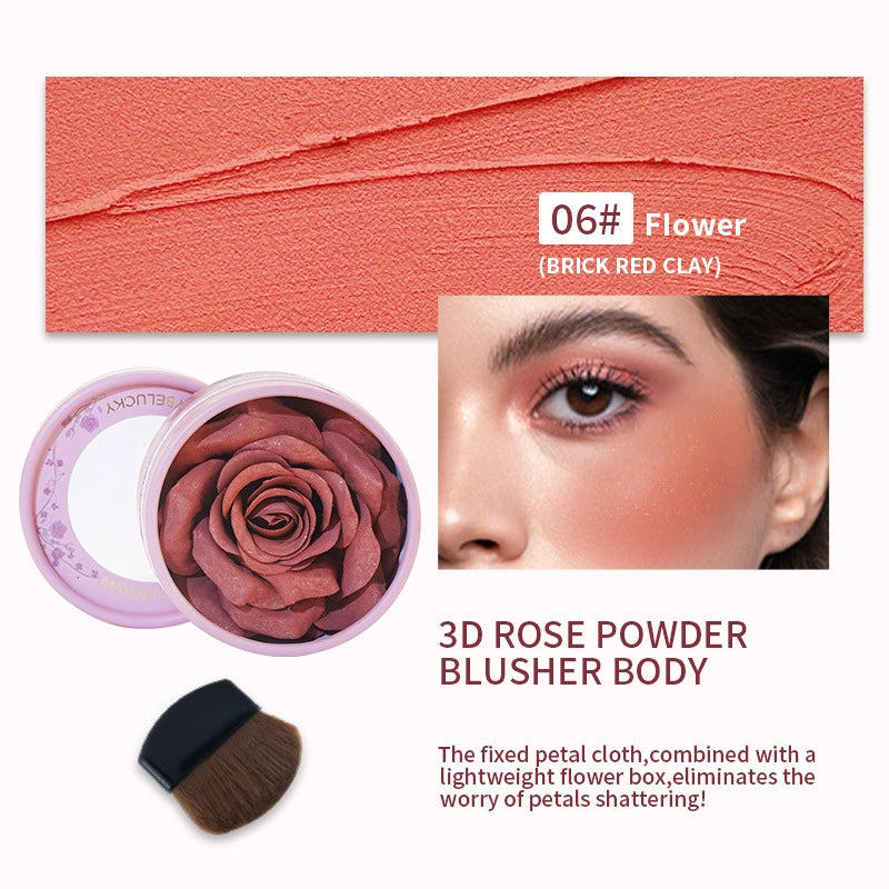 3D Rose Petal Blush Highlights Natural Makeup