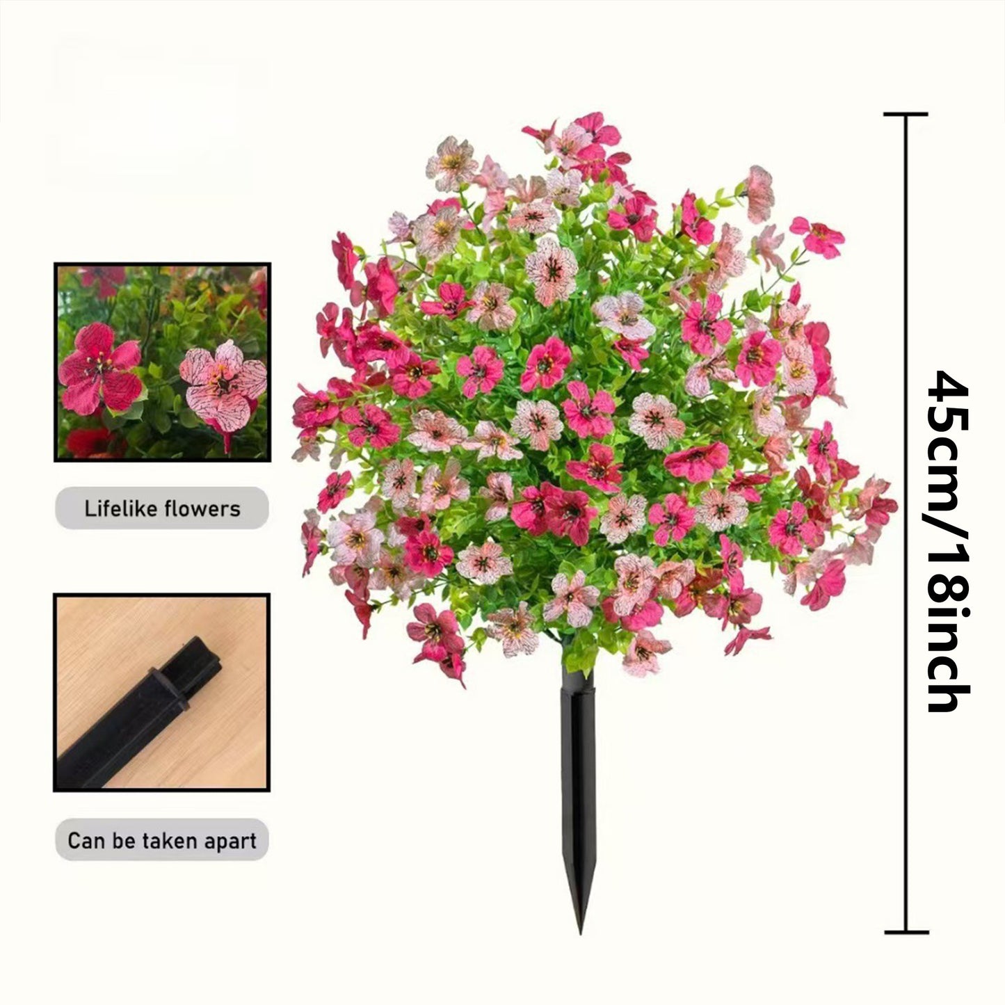 Artificial Straight Plug Plant Flowers with Ground Spikes for Outdoor Decoration