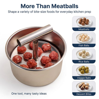 6/12 Balls Manual Meatball Maker Tool,Stainless Steel Meatball Making Mold