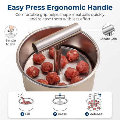 6/12 Balls Manual Meatball Maker Tool,Stainless Steel Meatball Making Mold