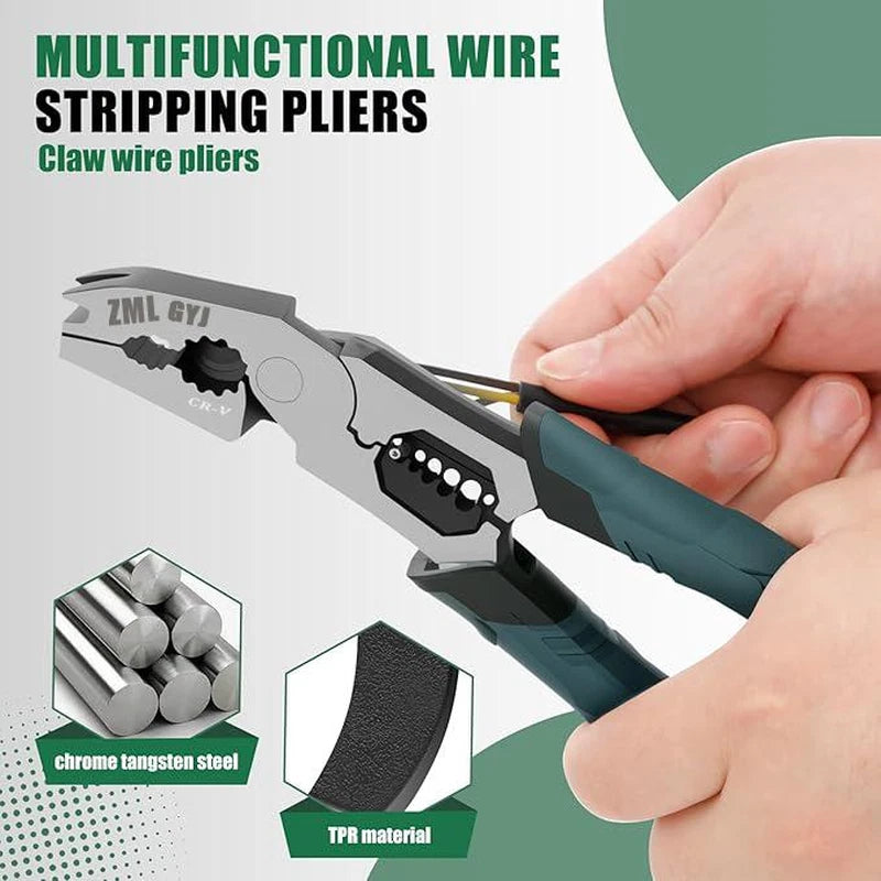 6-In-1 Multi-Function Wire Stripper Pliers CR-V Steel Diagonal Cutters