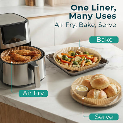 100PCS 6.3" Food Grade Parchment Paper for Air Fryer