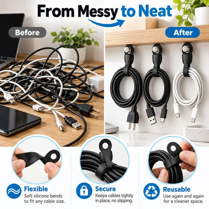 6PCS Reusable Silicone Cable Organizer Straps