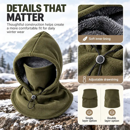 Unisex Cold Weather Fleece Balaclava Hat - Thick Fleece Linings